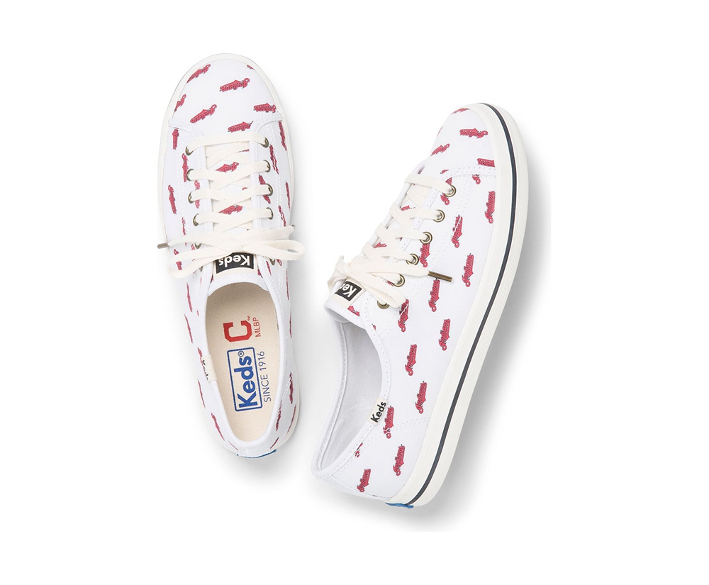 Basket Keds Femme Blanche/Rouge - Kickstart Mlb® - 187-NYQVWM